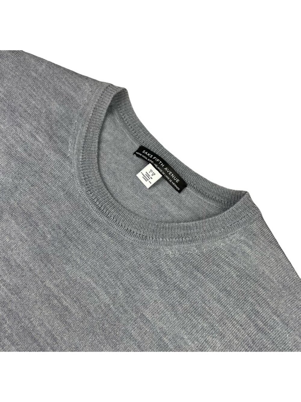 Saks Fifth Avenue Men’s Merino Wool Blend Pullover Crewneck Sweater Gray • Large